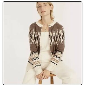 J. Crew Brown and Cream Cardigan Sweater
